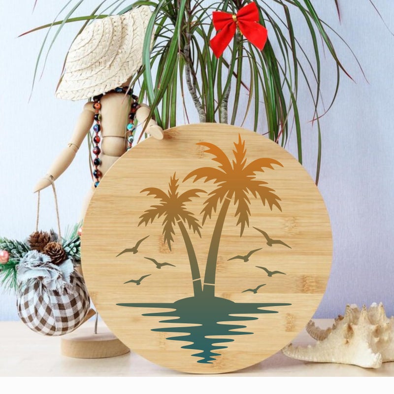 Boqon Palm Trees Stencils Template Reusable Beach Stencils for Painting on Wood Craft Canvas Walls Decorations DIY Projects Nature Summer Theme Stencils in Small & Large Sizes (Palm Tree) - Image 5